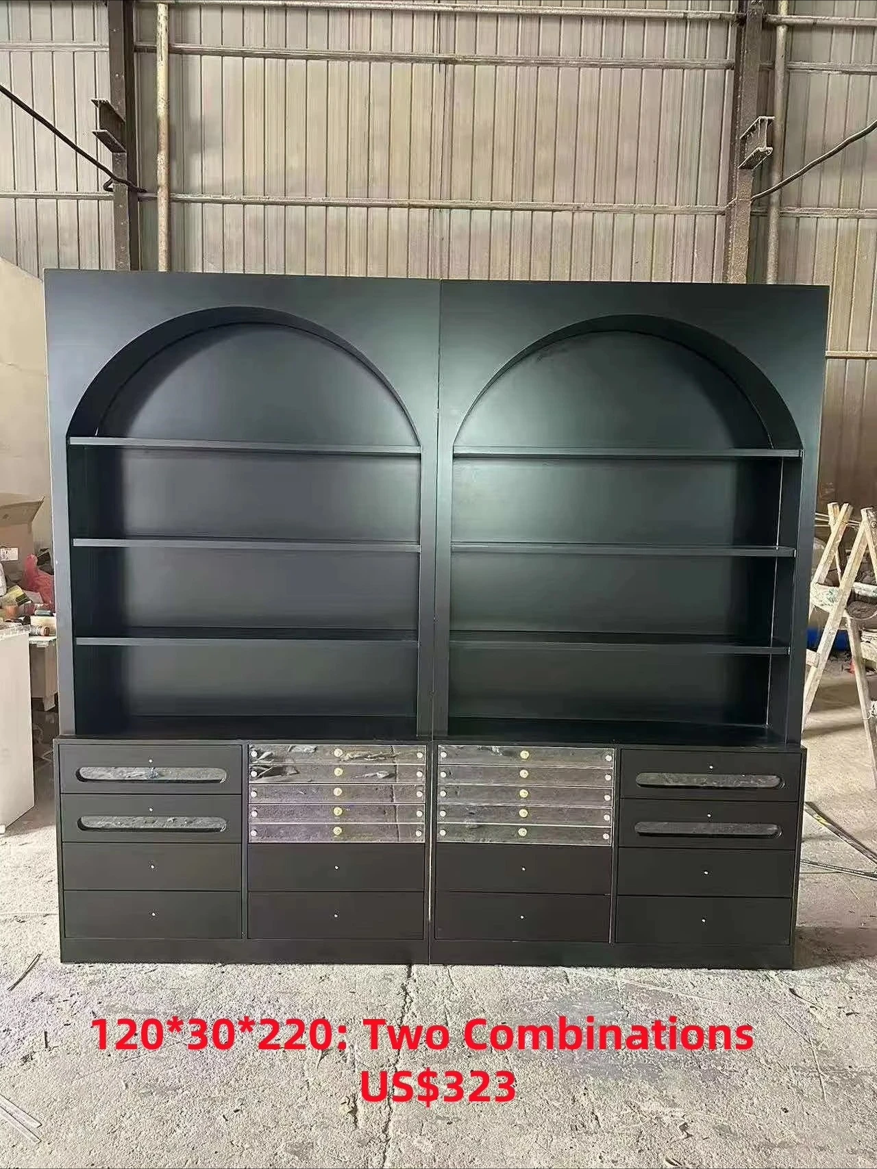 *Floor Cabinet Nail Polish Black Color Board Wall Cabinet Storage Side Cabinet 4