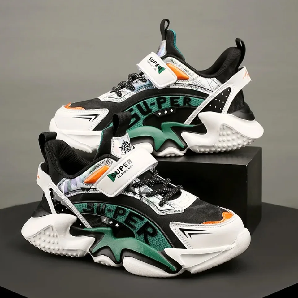 

Sport Kids Leather Sneakers Four Season Boys Casual Shoes Non Slip Children Fashion School Walking Running Shoes Size 28-39