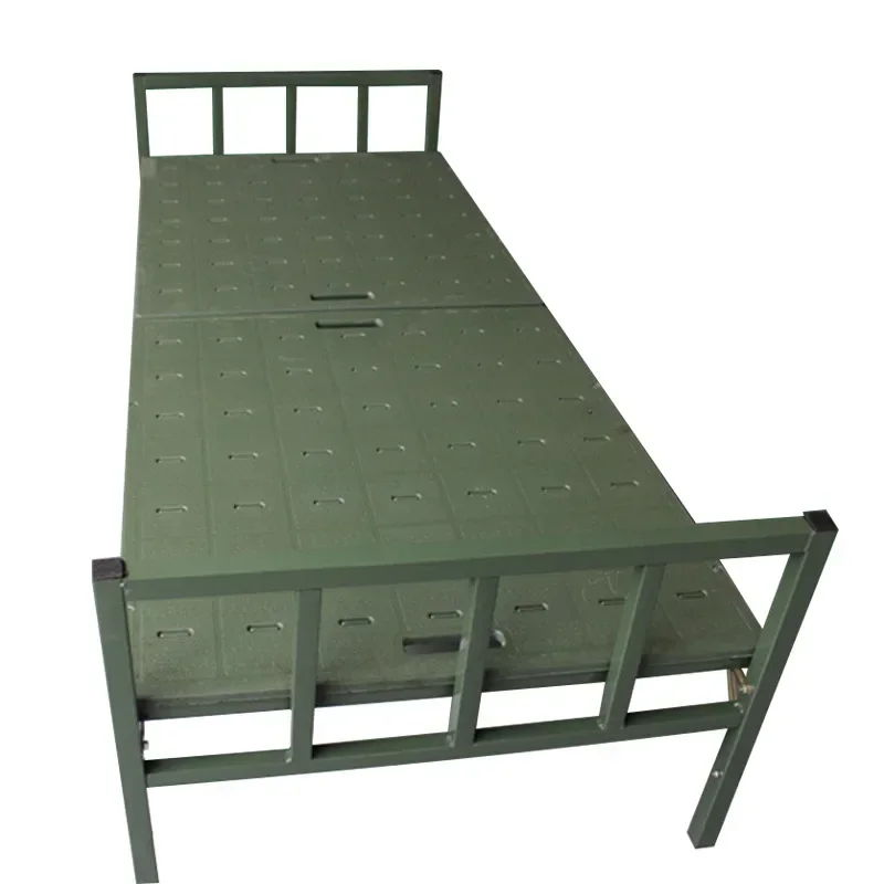 Plastic steel outdoor field folding bed, portable marching , military green training bed, camping single person iron bed, ste