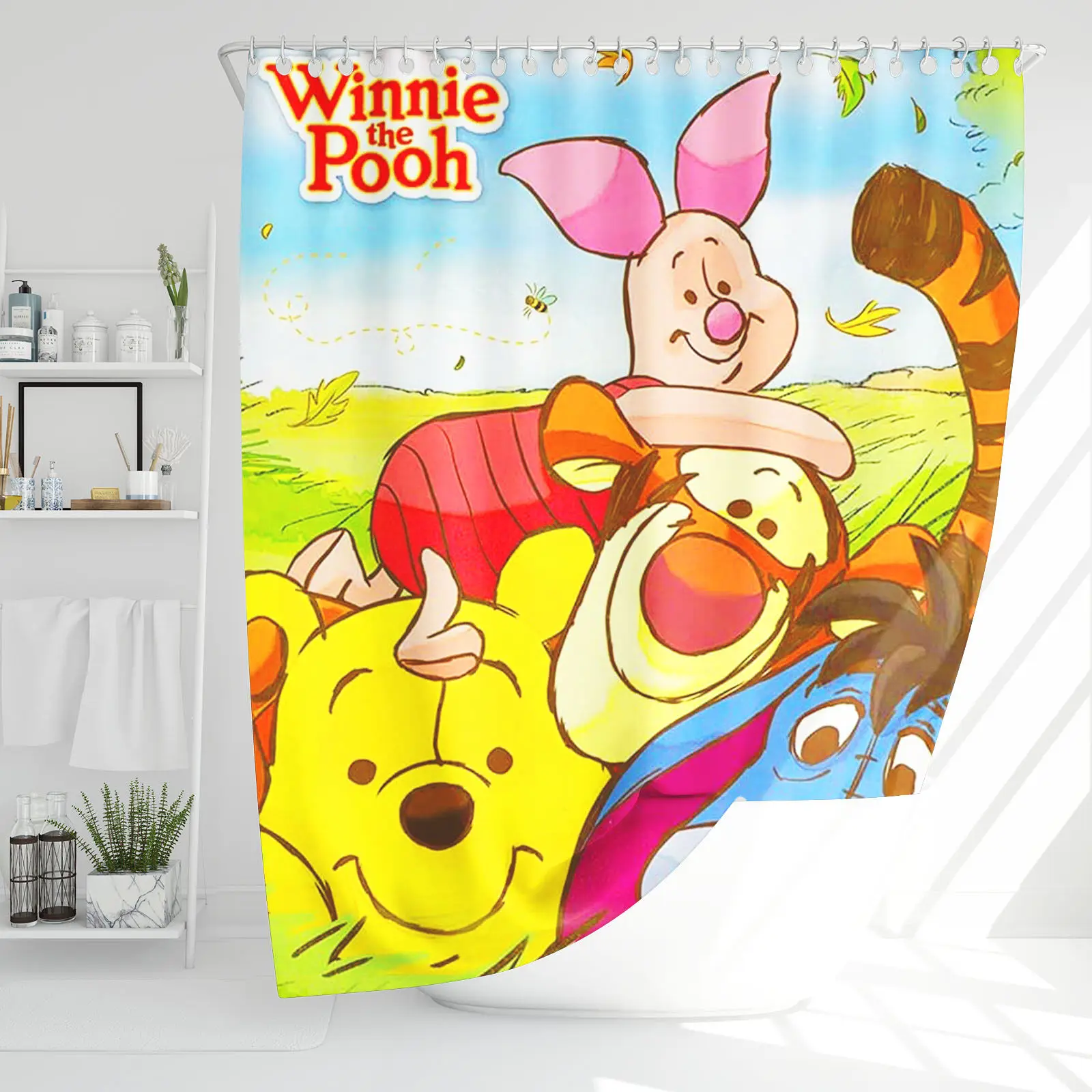 Winnie The Pooh Tigger  Cute Printed Cartoon Bathroom Accessories Shower Curtain Anime Home Waterproof Curtains  Luxury