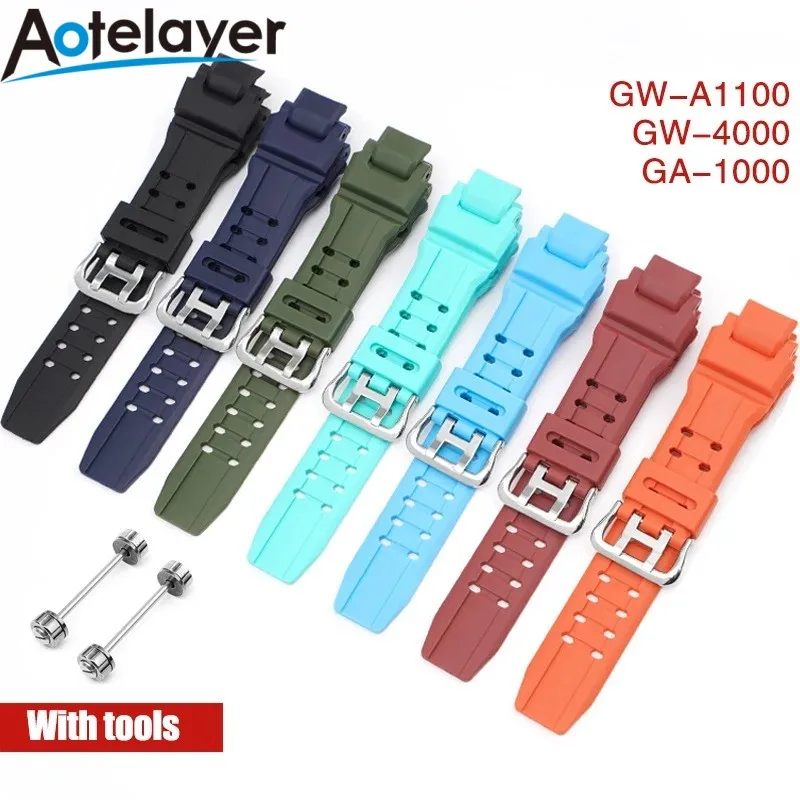 Silicone Rubber Watch Strap for Casio G-shock GW-4000 GA-1000 GW-A1000 GW-A1100 G-1400 Bracelet Belt With Screws Tools