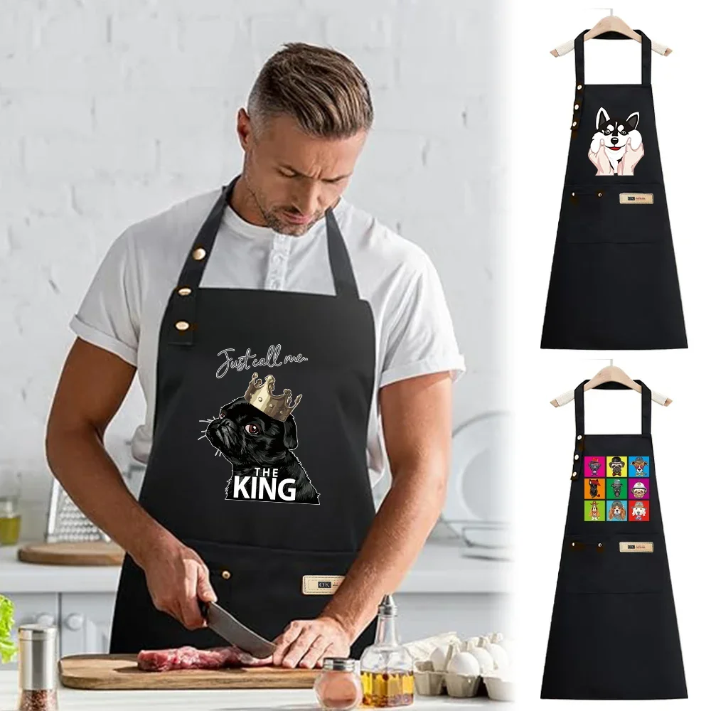 

Apron Cook Clothes Kitchen Essential Adjustable Straps dog Multiple Pocket Waterproof Stain-Resistant Baking Accessory