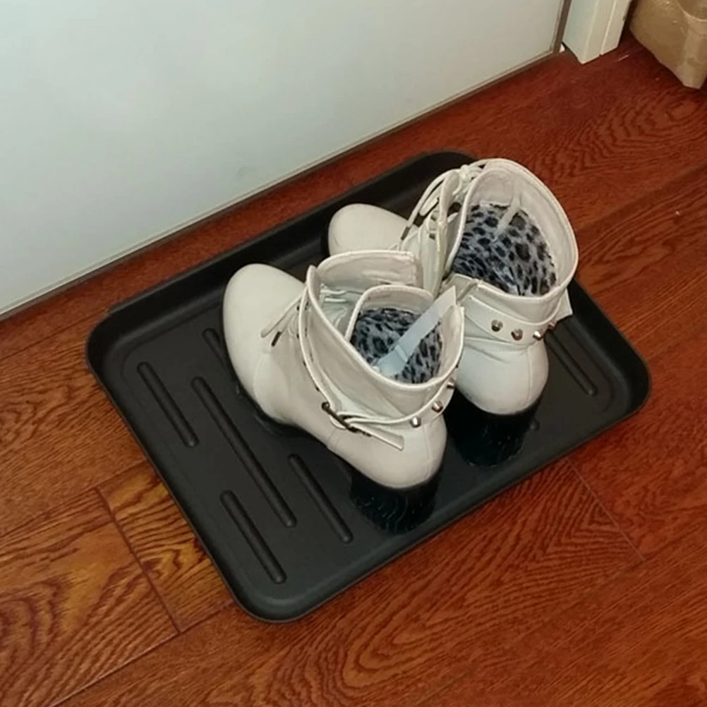 

2pcs Shoe Boot Tray Plastic Indoor Outdoor Entryway Mud Room Floor Protector Raised Edge Multi-Function Shoes Tray