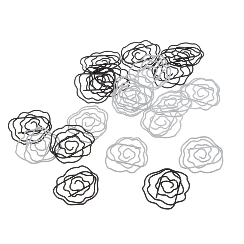 20pcs Rose Flower Paper Clip Book Marker Display Pouch Clip Photo Holder