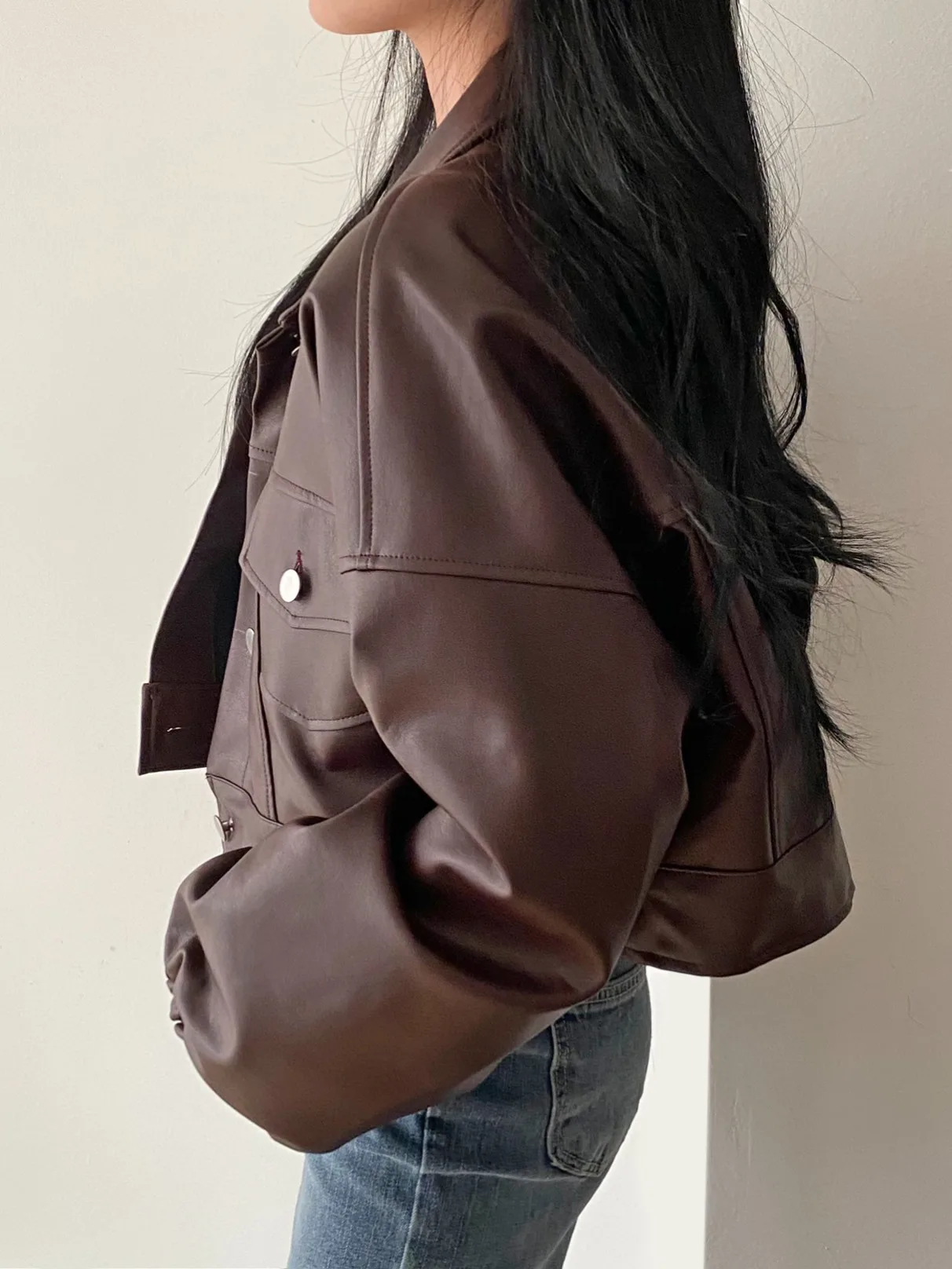 Chic Vintage ort Loose Fit Jaet Colletto alla coreana Bottone singolo Cappotto in pelle PU da donna Or Capispalla Pendolarismo Sle Lungo Sve