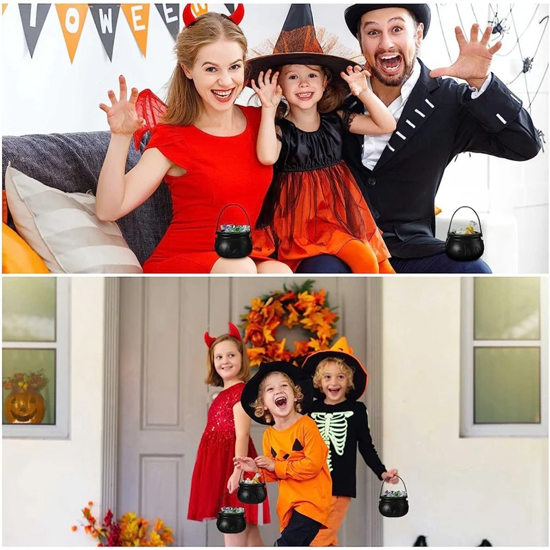 Caldero de SEWS-3Pcs para Halloween, Cuenco para dulces con estante y gancho de 3 piezas