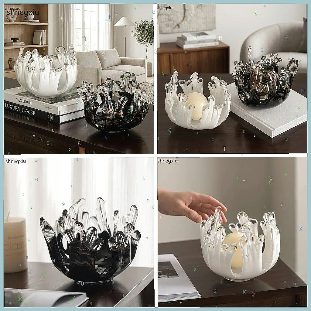 Unregelmäßiges Wassertropfen-Glas-Tablett - Einzigartiger Kerzenhalter & Obstschale, Desktop-Deko Aufbewahrungsbehälter