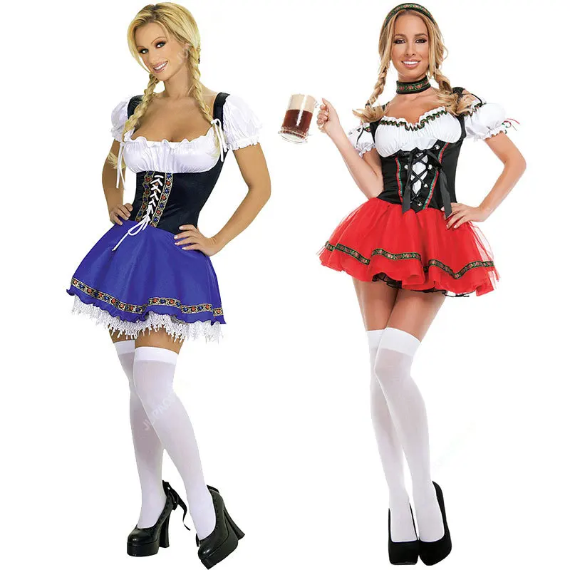 Vestido extravagante Oktoberfest para mulheres, Garçonete, Servir Maid Costume, Bavarian Beer Girl, Vestido de festa