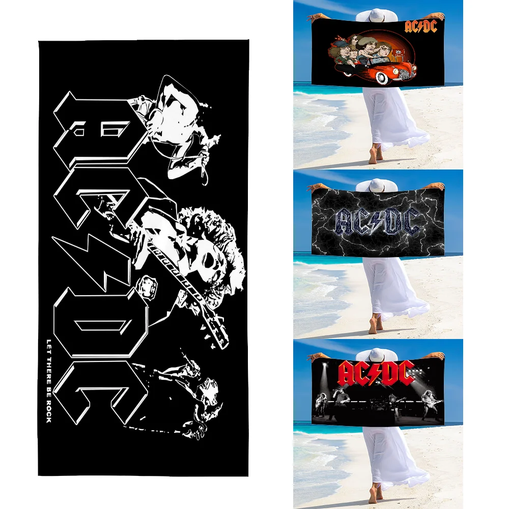 

A-AC D-DC Band Towel Ultra Soft Absorbant Quickdry Large Beach Towels Personalized Gym Sport Bath Towels