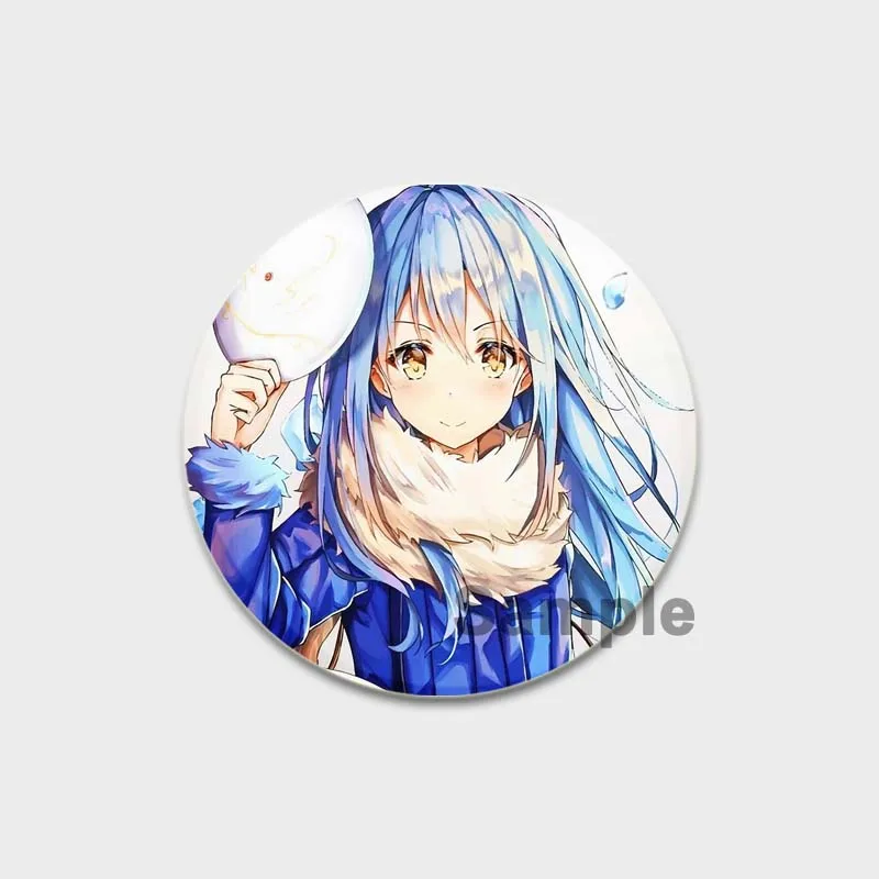 Tensei Shitara Slime Brooches Cartoon Cosplay Ken Rimuru Tempest Milim Nava Badges Icons Handmade Round Lapel Pins Jewelry Gifts