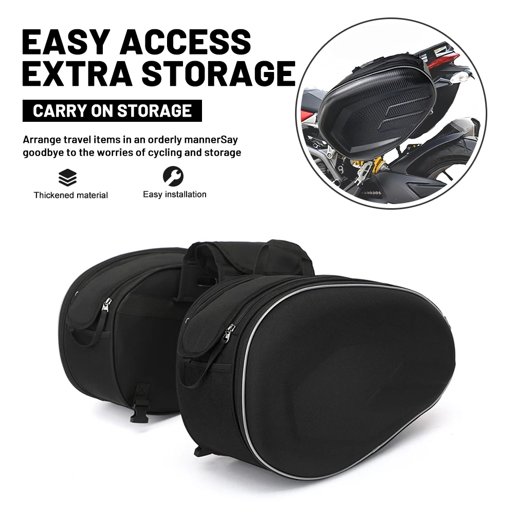 Reflective Waterproof Oxford Fabric Motorcycle Side Pannier Bag Large Capacity Fits Full Face Helmet Moto Touring Cargo Bag