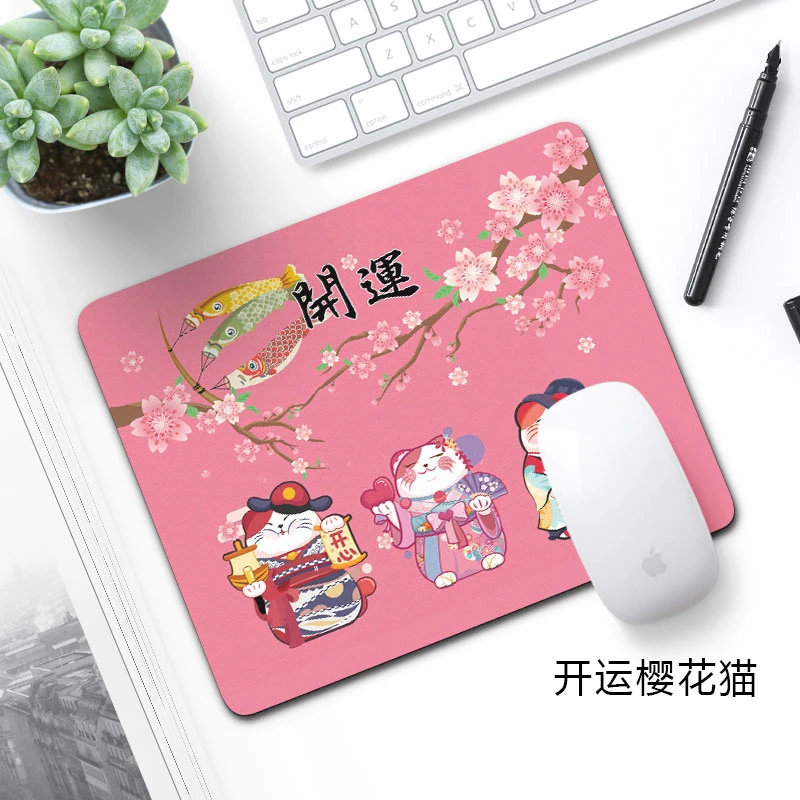 

Mouse Pad Gaming Small size Desk Mat Anime Art Gamer Japanese Cherry Blossoms Cute Cat Sakura Office Decoration Carpet Mouse Mat