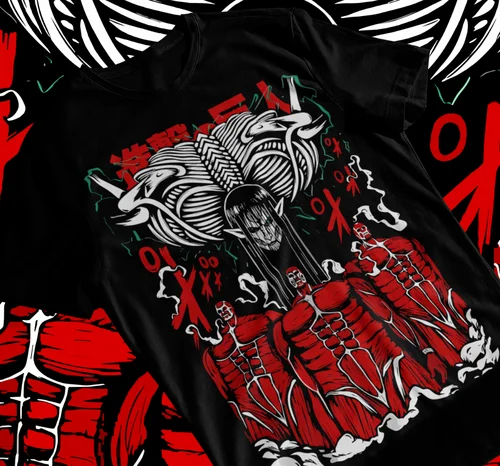 Imagen 2 del producto Camiseta de Anime de Attack on Titan Eren retumbling Shingeki No Kyojin, camiseta suave