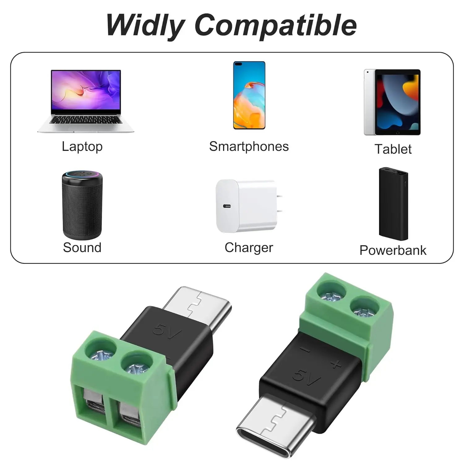 1/10PCS 5V USB C 2Pin Solderless OTG Adapter Socket Type C Female To 2 Pin Terminal Block Solderless Charging Connector - view 5