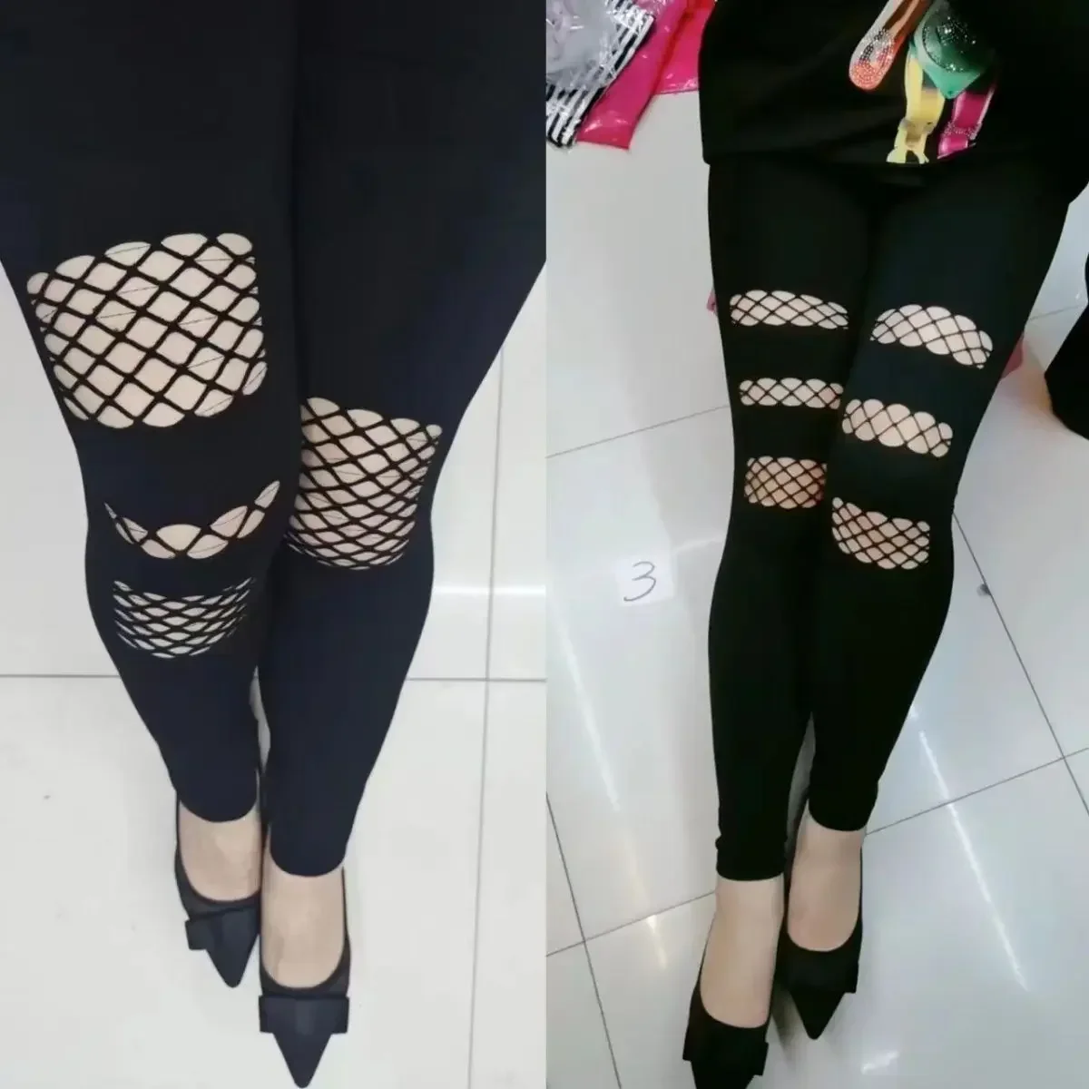 Ladies Sexy High-Waisted Legging Fashion Black Sports Casual Leggins Slimming Pants Women's Summer Thin Mesh Stretch Leggings 1