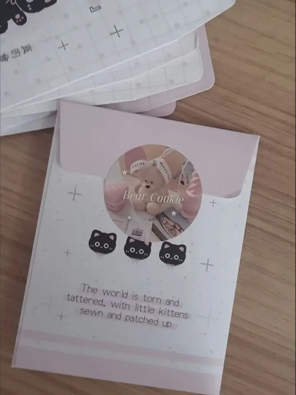 10-шт-корейский-ins-милый-черный-кот-конверт-для-открыток-kpop-idol-3-дюймовый-держатель-для-фотокарточек-kawaii-Декор-для-девочек-diy-Упаковка-Белый-бумажный-карман