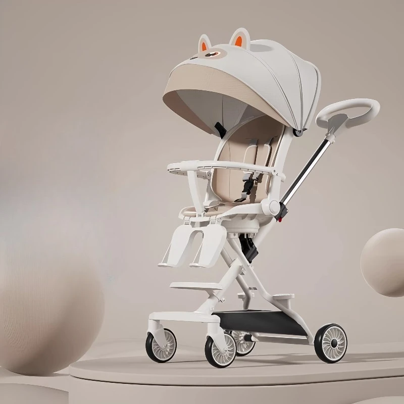 

Adjustable Handlebar Baby Stroller, High View Lightweight Foldable with Large Seat, Compact One Hand Fold Stroller for Infant