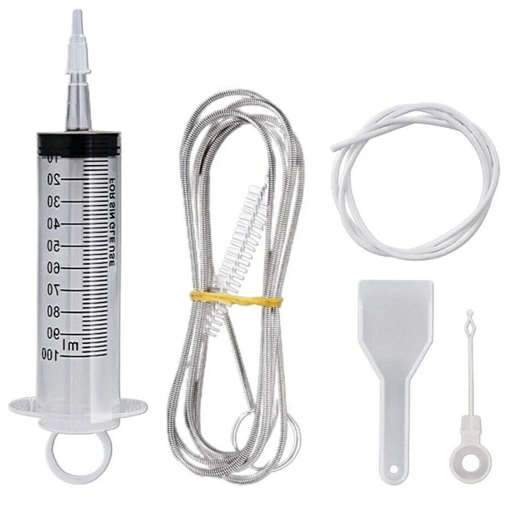 

5pcs Fridge Dredging Kit Flexible Refrigerator Scrub Brush Reusable Fridge Drain Hole Dredging Remover Cleaning Syringe Shovel