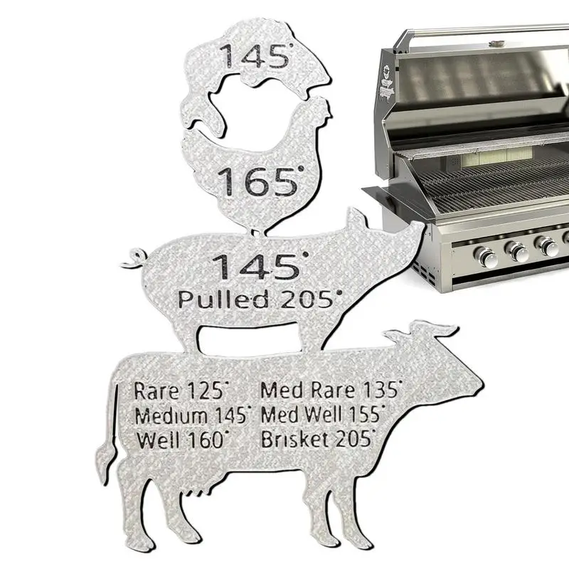 

Meat Temperature Magnet Grill Magnet Temperature Guide Meat Temperature Guide BBQ Accessories Metal Animal Cooking Chart For