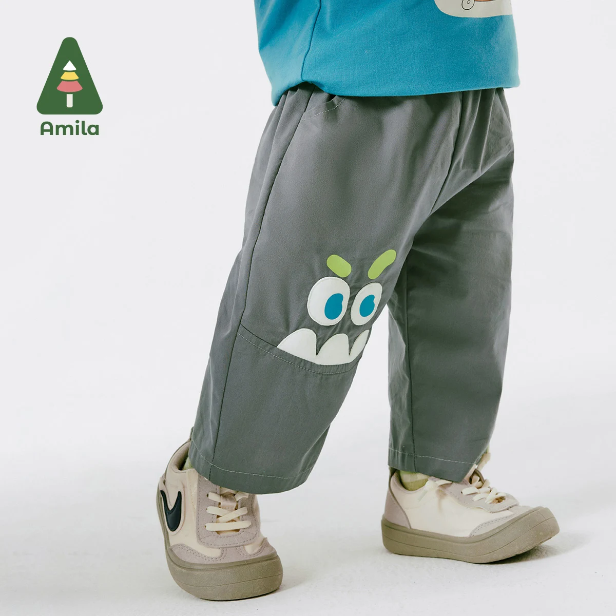 Amila Baby Slacks Spring 2024 New Cartoon Print Skin-friendly Casual Boy Bottoms High Quality Baby Clothes