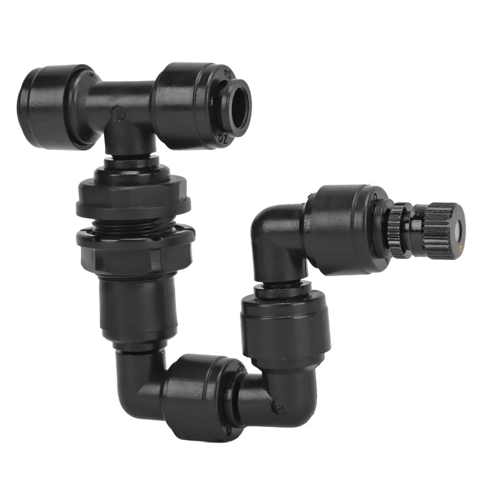 PP Reptile Fogger Black Adjustable Nozzle Misting Nozzle 1/4 Inch Quick-Fit Port 360° Rotating Aquarium Mist Sprinkler