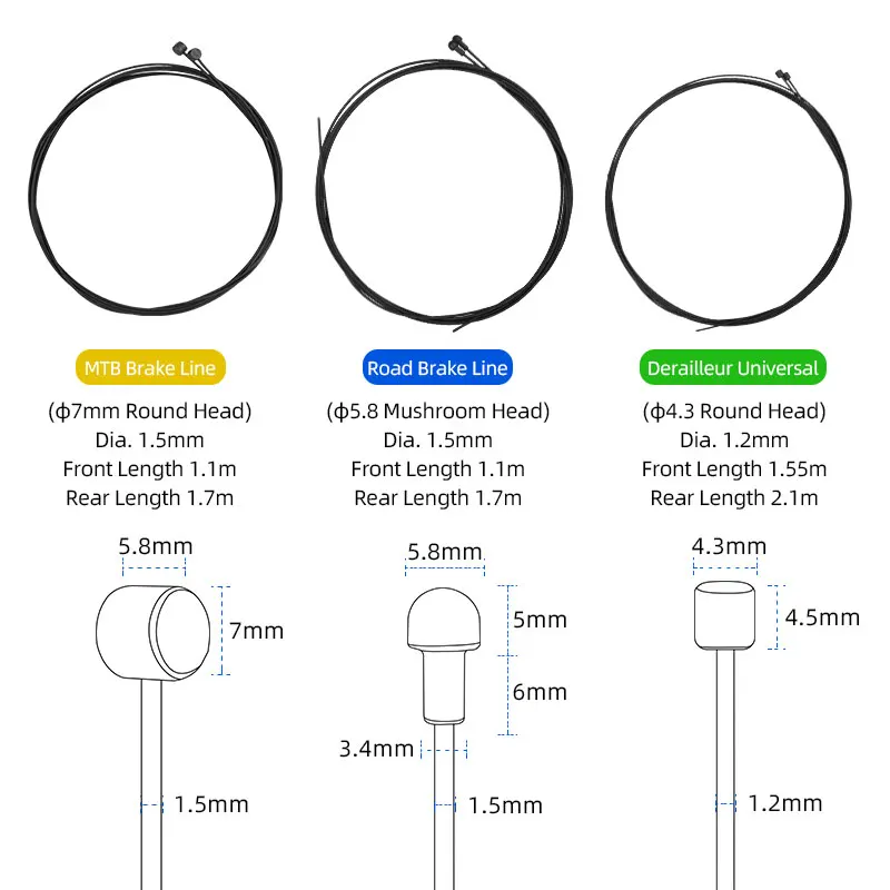 Bicycle Hose Cable Set 4mm 5mm Pipe PTFE Coated Carbon Steel Wire W/ Caps MTB Road Brake System Derailleur Disc Brake DIY Parts