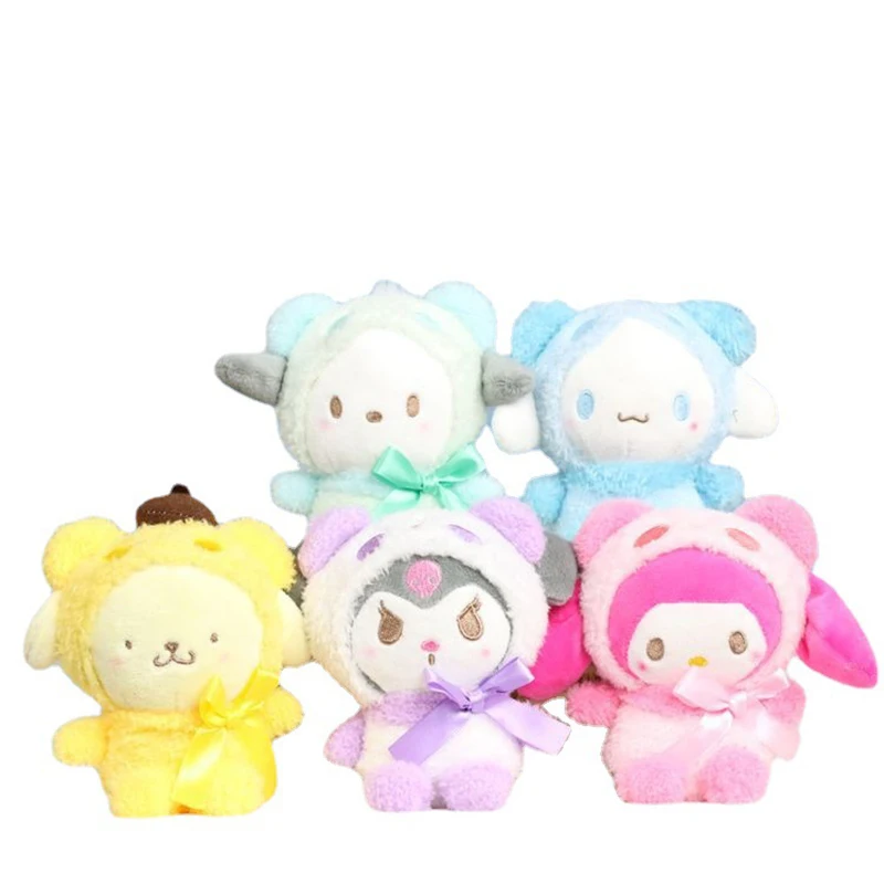 Sanrio Cartoon Anime Plush Toys Keychain 산리오 시나모롤 쿠로미 장난감 키링 Learning Outdoor Fun Stuffed Car Keychain Christmas Gift Decortoy