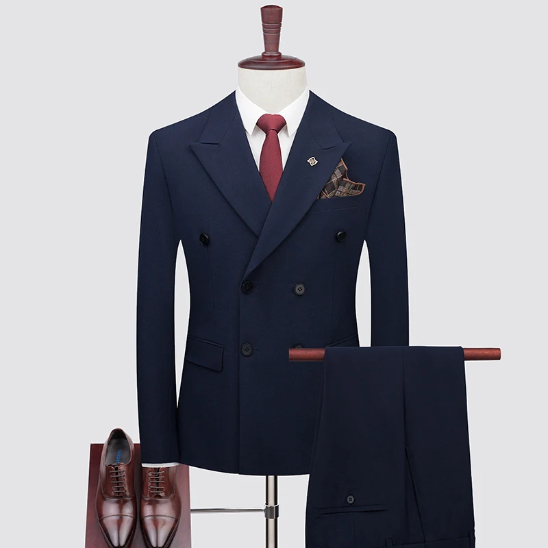 

2024 Groom's Wedding Suit (suit + Vest + Trousers) Business Handsome Double-breasted Suit Wedding Suit Three-piece Set S-7XL