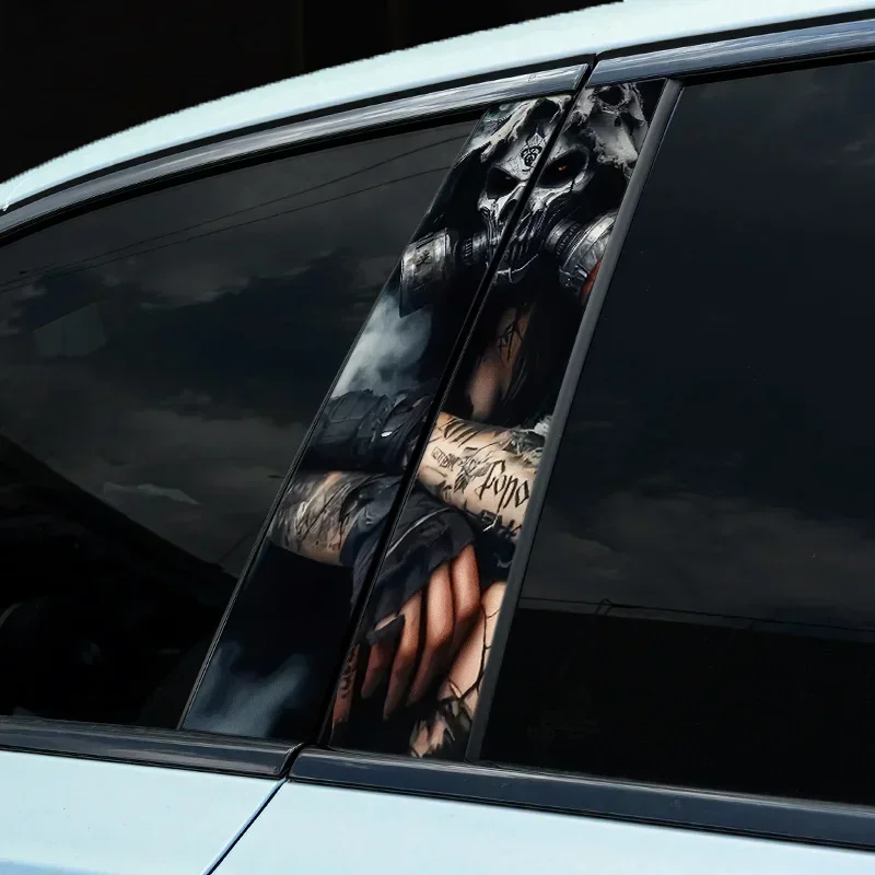 2PCS Skeleton JOKER Car Stickers for Auto Door B-pillar Waterproof Cover Scratches Sunscreen Skull Decals Halloween Decoration view 6