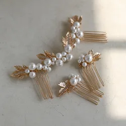 SLBRIDAL Handmade Copper Alloy Flower Zircon Pearls Bridal Hair Comb Hair Pin Wedding Headpieces Women Jewelry Hair Accessories