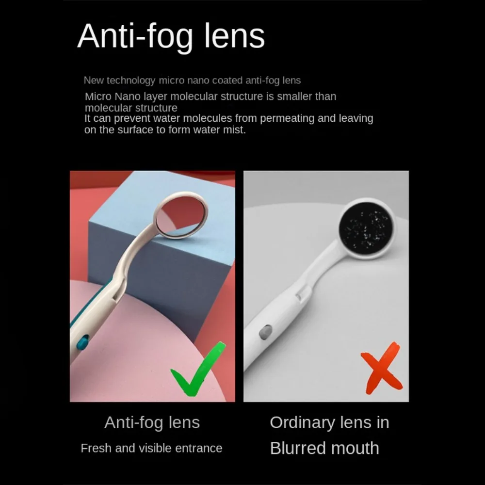 السوبر مشرق فحص مرآة الأسنان تحقق عن طريق الفم مكافحة الضباب مرآة الأسنان مشرق الإضاءة مرآة الأسنان مع مرآة الفم الخفيفة #1