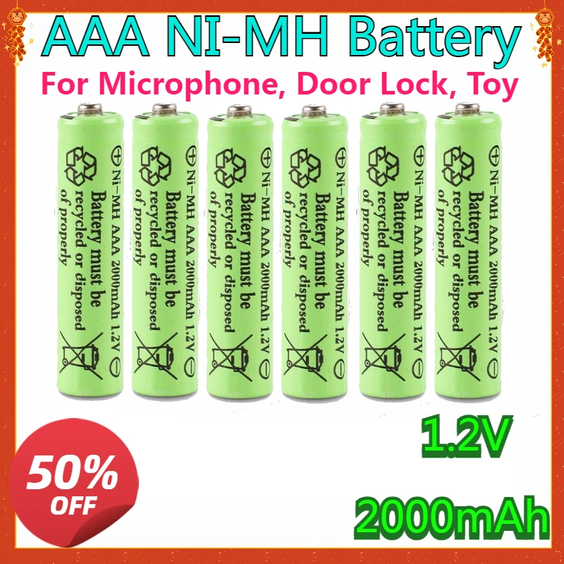 

NEW High Quality Nickel Hydrogen Battery, Rechargeable Battery AAA 1.2V 2000mAh AAA Battery for Microphone, Door Lock, Toy