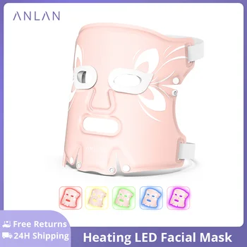 ANLAN 페이셜 LED 뷰티 마스크 5가지 색상의 빛 방수 뜨거운 압축 회춘은 피부를 밝게 3D 접이식 소프트 LED 라이트 스파 마스크