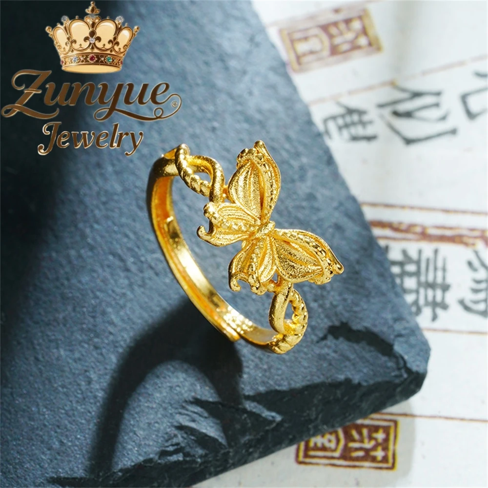 

Sand Gold Ring Pinch Silk Butterfly Ring Palace Style Fashion Jewelry Exquisite Best Selling Luxury Quality Fine Jewelry Charms