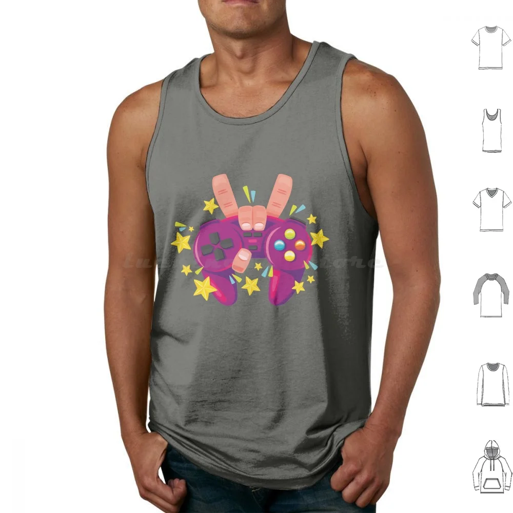 Gamer Tank Tops Print Cotton Gamer Game Start Metal Select Control Play Box Jogos Video Game Continue Game Over