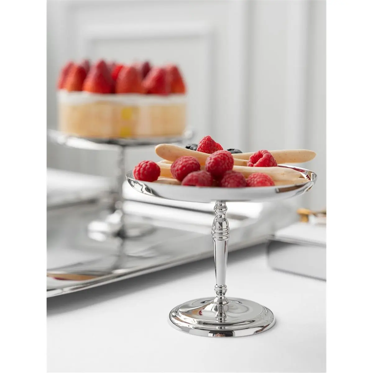 Stainless Steel Small Cake Stand, Dessert Display Stand, Cake Plate, High-Foot Cake Cup for Cup Cakes, Fruits, Cookies