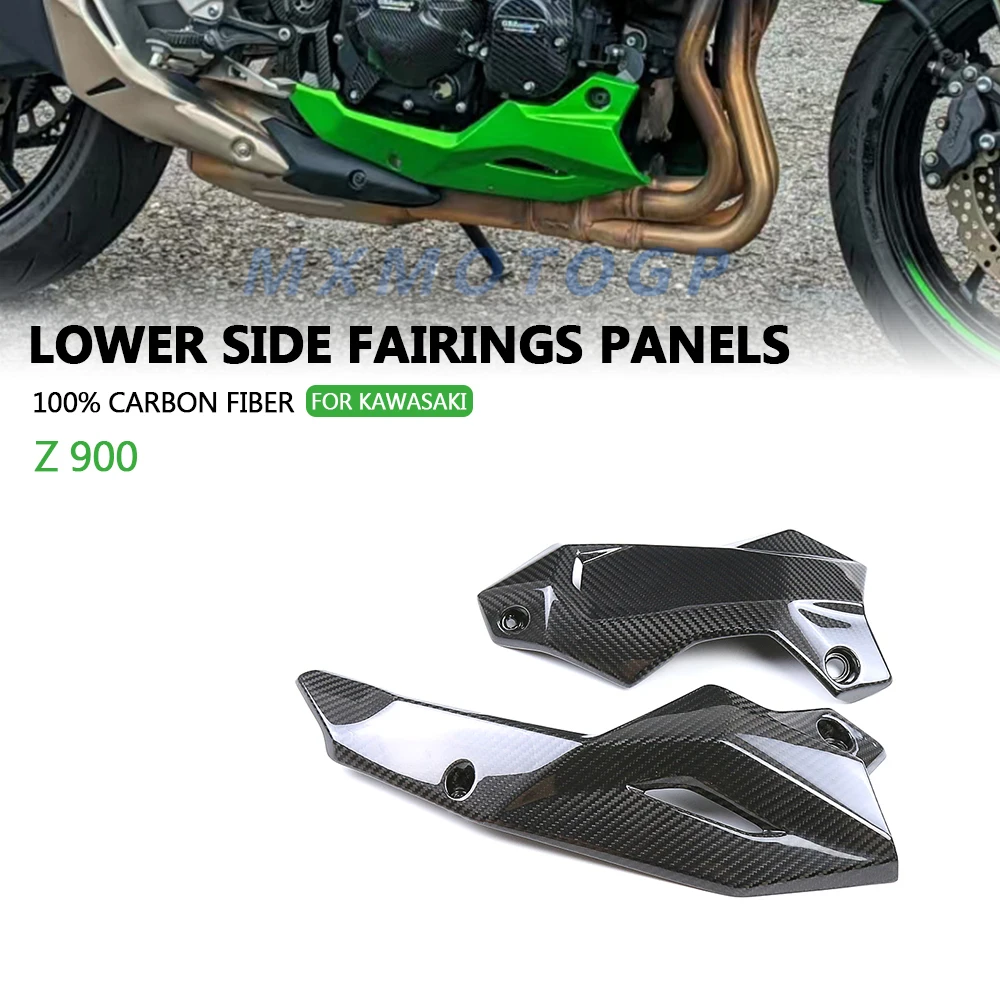 

For Kawasaki Z900 2020 2021 100% Carbon Fiber Belly Pan Lower Side Fairings Panels Motorcycle Accessories