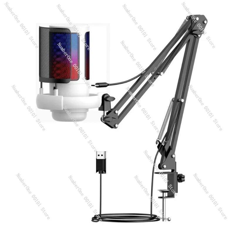 Me6s esports gaming usb microphone with rgb lighting - live streaming condenser mic for singing