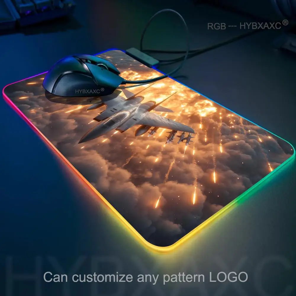 X ‌ Mousepad LED RGB XL Fighter ‌   Alas tikus gaming anti air multi-ukuran untuk pesawat terbang, alas gaming esports dengan lampu RGB yang menakjubkan