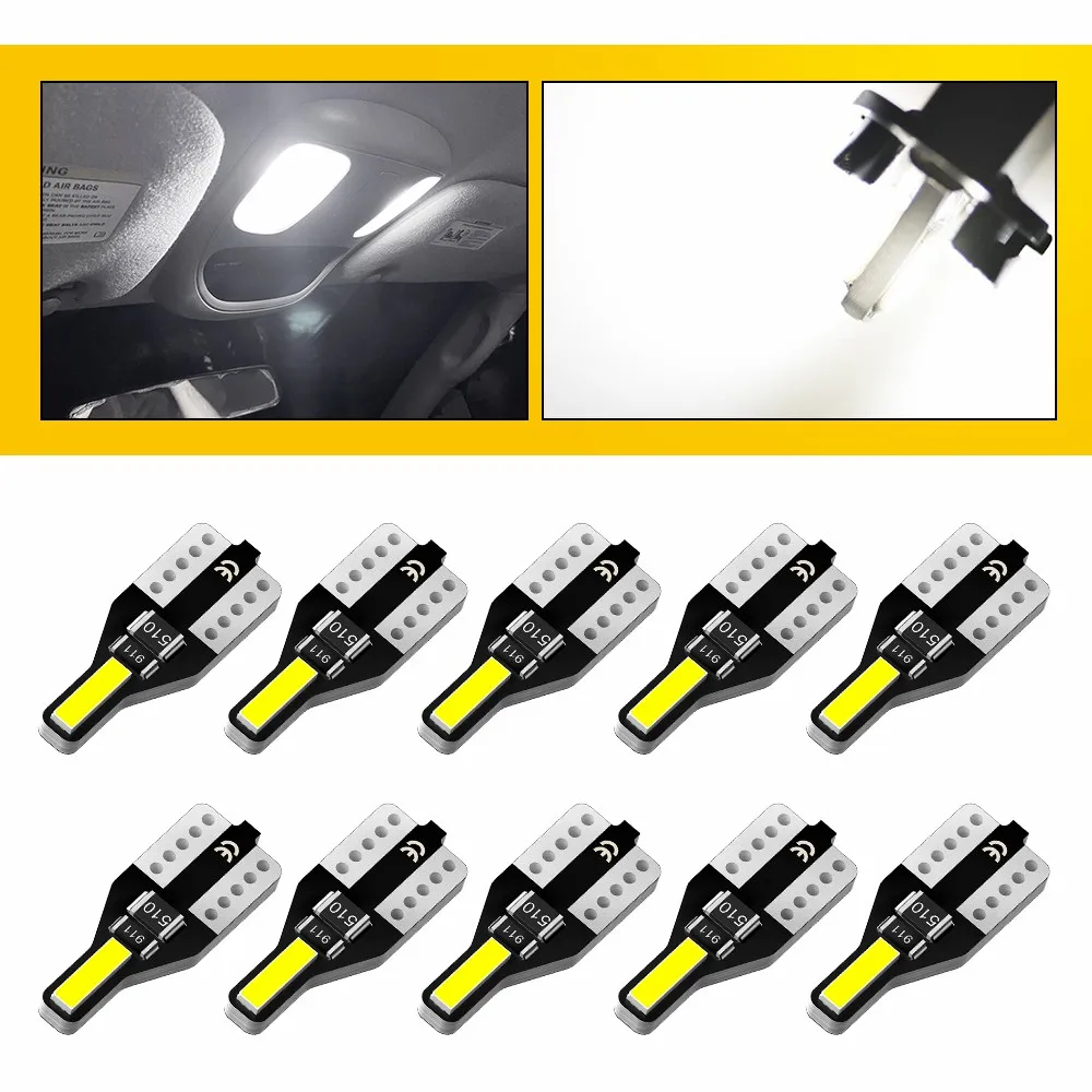 2/10PCS T10 W5W LED Bulbs 7020 2SMD Canbus 168 194 LED Signal Lamp White For Car Interior Parking Position Map Dome Lights 12V