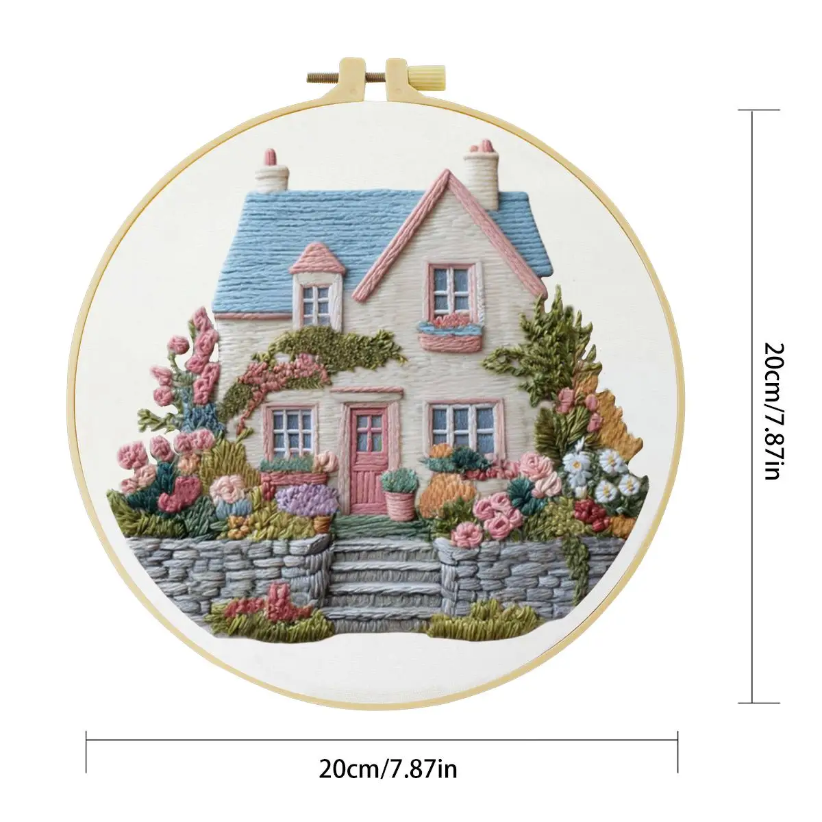 1 Stück 20X20CM/15X15CM 7,87/6,3 Zoll Großes Haus Stickerei Starter-Kit DIY-Kit DIY-Stickerei-Set Handarbeiten Nähkunst – Detail 3