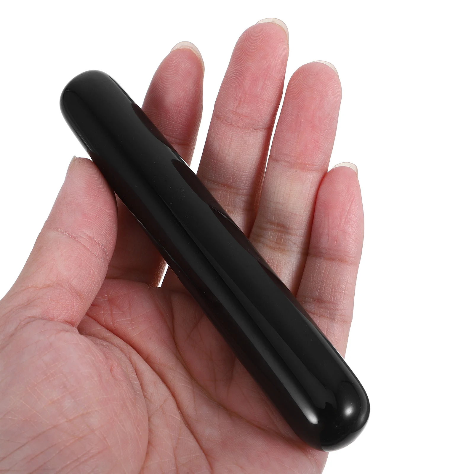 흑요석 수동 마사지 스틱 광택 표면 괄사 도구 몸 얼굴 근육 마사지 스트레스 해소 컴팩트 여행용 사이즈