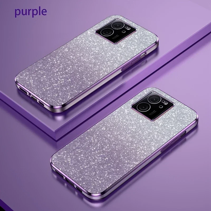 Etui na telefon Luxury Plating Gradient Glitter do Xiaomi Mi 13T 12T 11T Pro 14 13 12 11 Lite POCO X3 NFC X5 F3 F4 F5 M3 M4 Cover