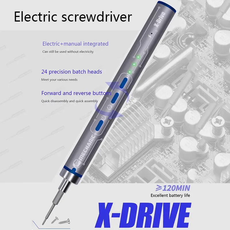 

MECHANIC X-Drive Electric Screwdriver Set 24-Piece Precision Bits 0.2-3N·m Dual Torque Control Type-C For Phone Laptop Repair