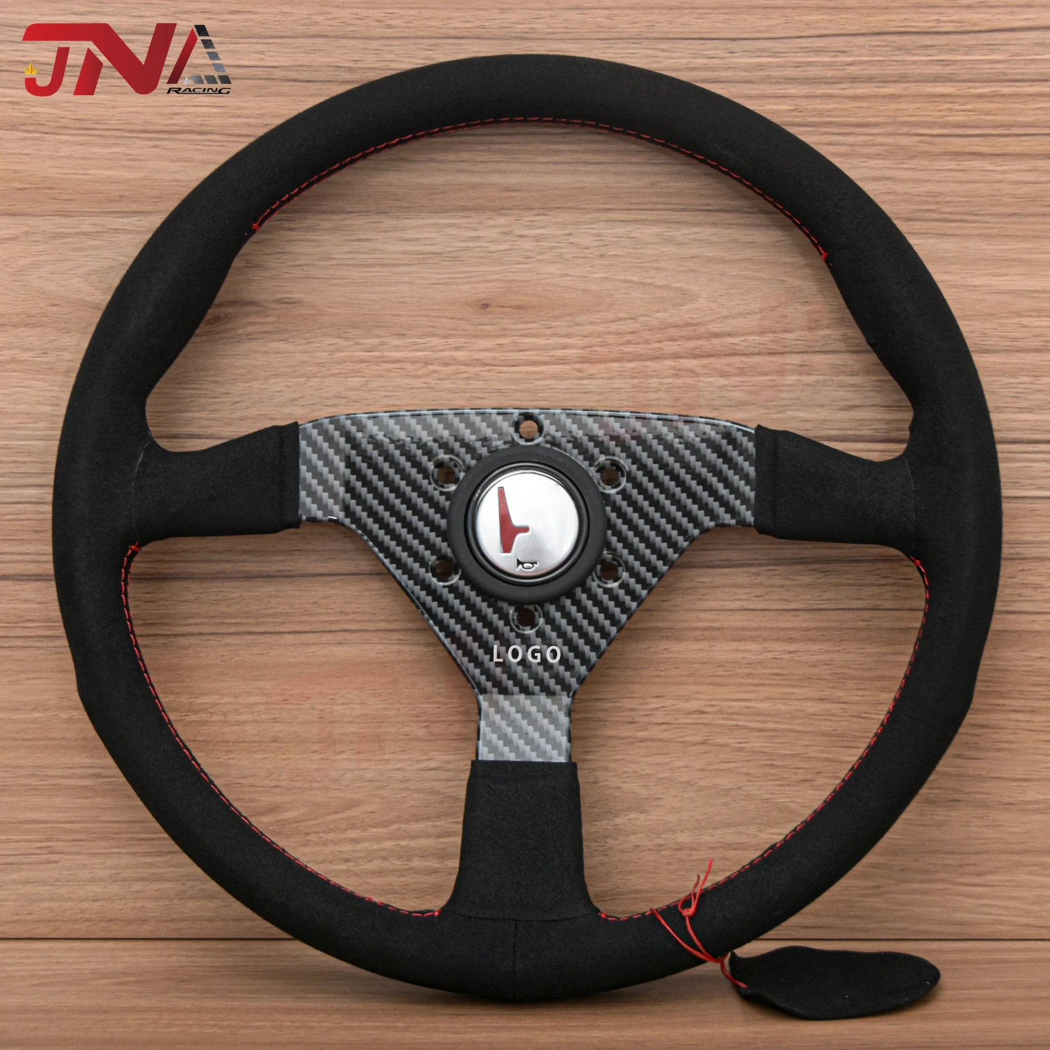 350MM MOMO Montecarlo Racing Sports Steering Wheel Carbon Grain JDM Suede Leather Steering Wheel with Aluminum Spoke