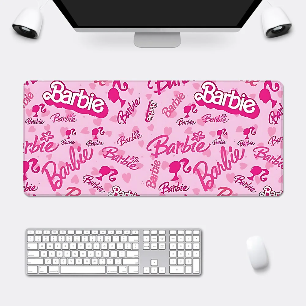 Cute Cartoon Pink Doll Mousepad HD Printing Computer Gamers Locking Non-slip Mouse Pad XXL90x40cm B-BarbieS Keyboard PC Desk Pad