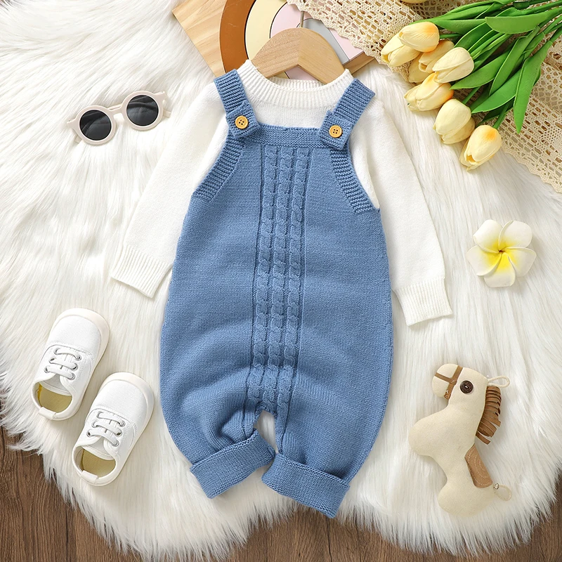 Baby Romper Solid Knitted Infant Girls Newborn Boys Jumpsuit Sleeveless Summer Toddler Kid Sling Clothes 0-18M Overalls Playsuit