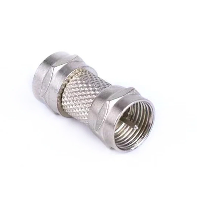 5 Pcs/Lot Silver Zinc Alloy Type F Male Plug Connector Socket to RF Coaxial TV Antenna, Female RF Adapter F Straight Thread Head