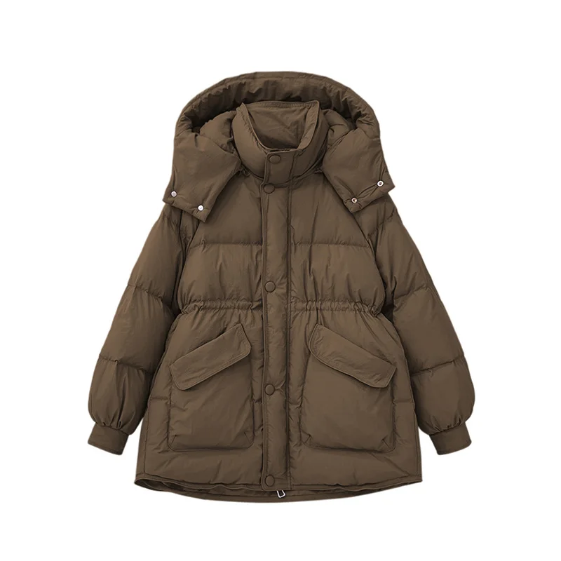 Duck Down Hooded Jacket for Women, Warm Coat, Korean Version, Medium-length, Coat Clothing, Autumn and Winter, 2024