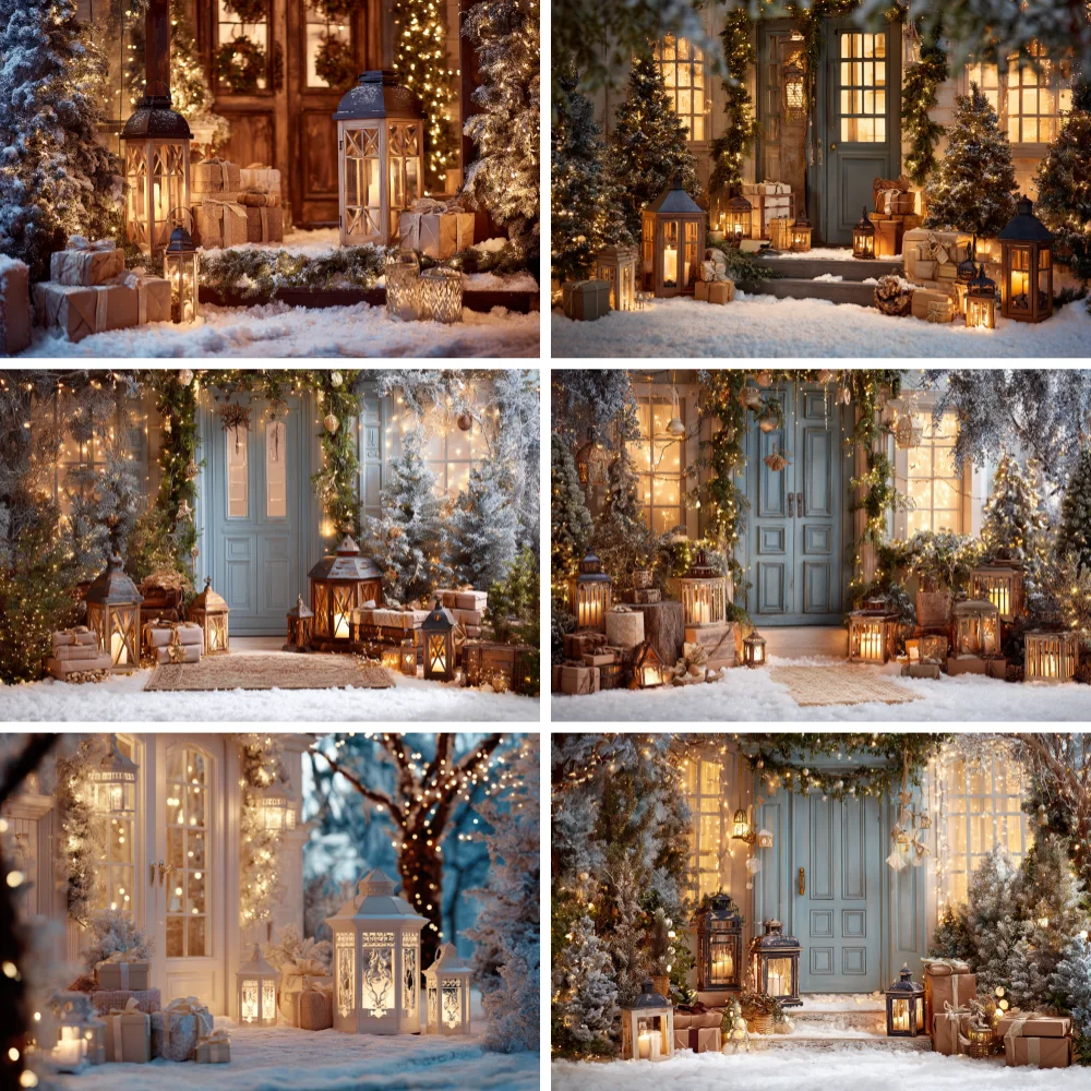 

Christmas Glitter Photography Backdrop Street Xmas Gifts Pine Trees Family Festival Party Star Studio Photo Background